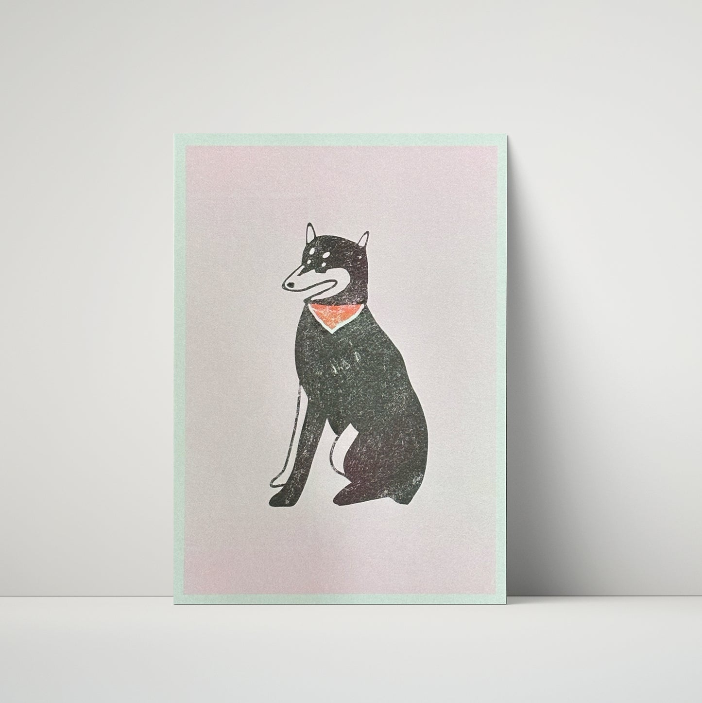 Risograph - The Black Dog and his orange scarf