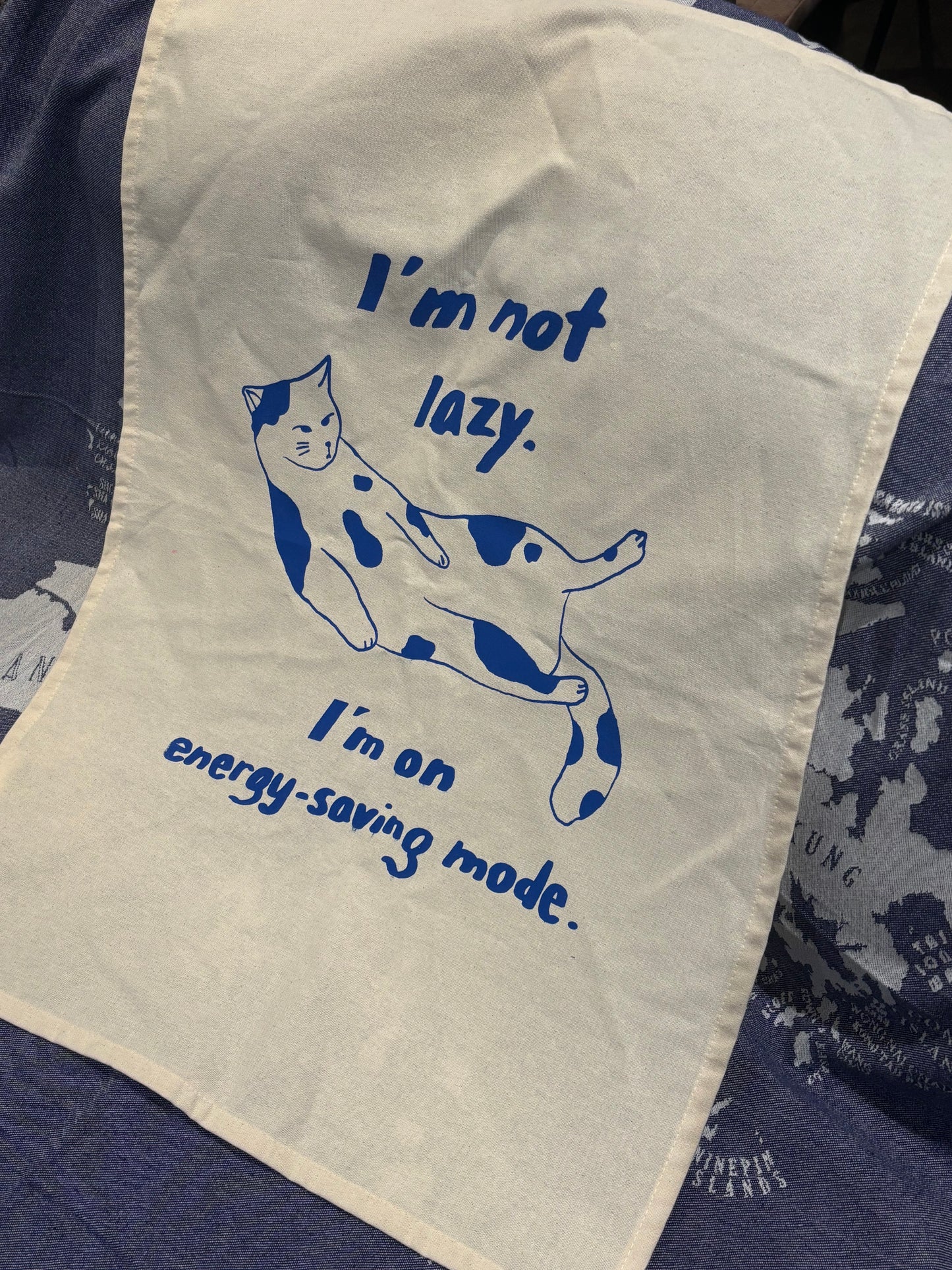 Hilarious Cat Tea Towel 100% organic cotton Handpulled Screenprint