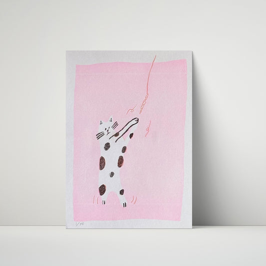 Limited Risograph - The cat and the string