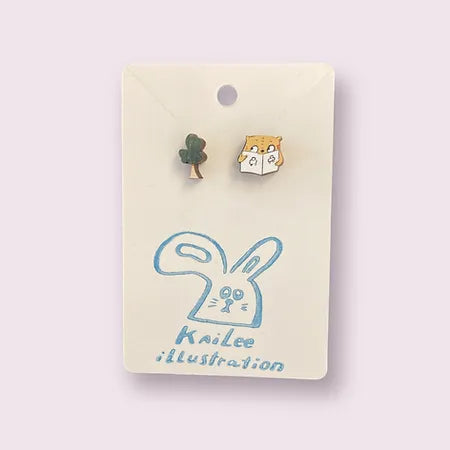 Wooden "Adrian and the Tree" Ear Rings