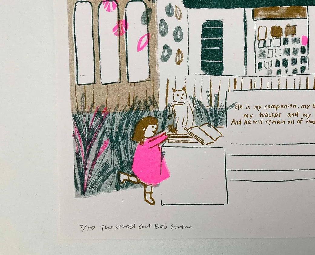 Limited Three-colour-riso, The Street Cat Bob Statue