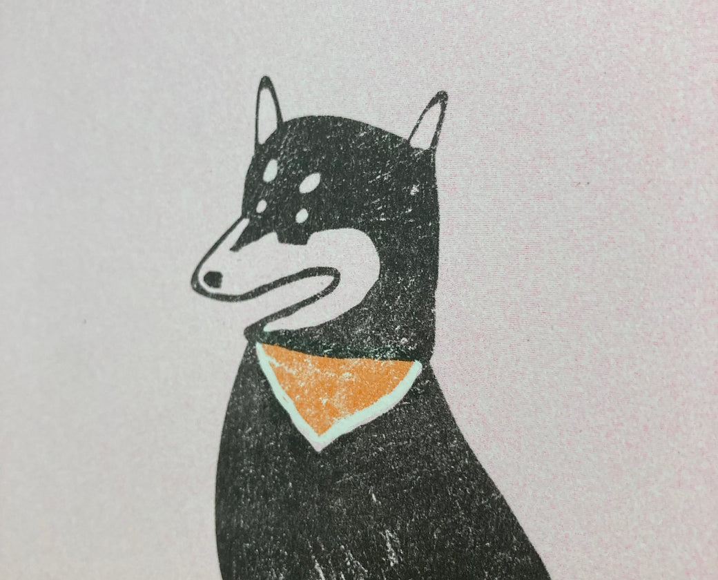 Risograph - The Black Dog and his orange scarf