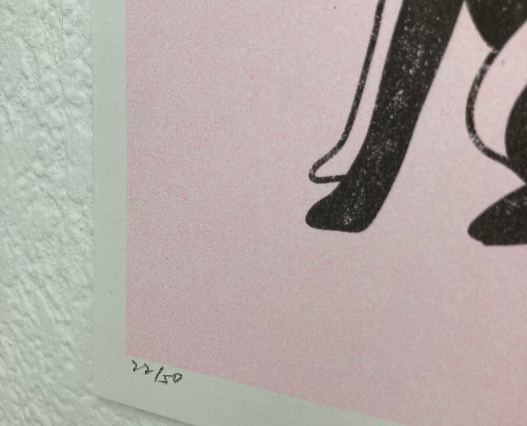 Risograph - The Black Dog and his orange scarf