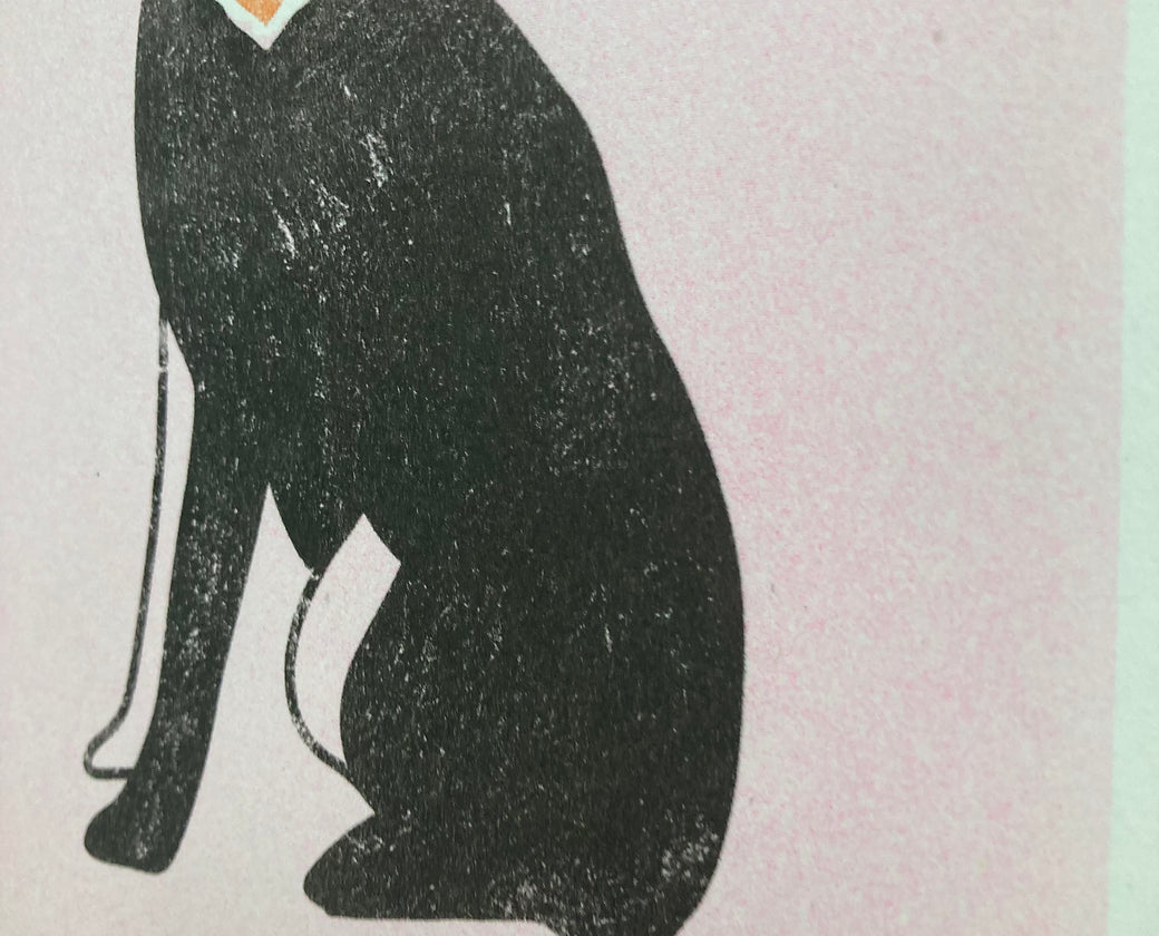Risograph - The Black Dog and his orange scarf