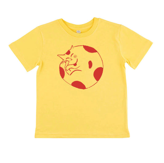 Handprinted Cozy Cat T-shirt Kid Size (Made-to-order)
