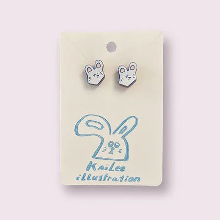 Wooden "Winking Rat" Ear Rings