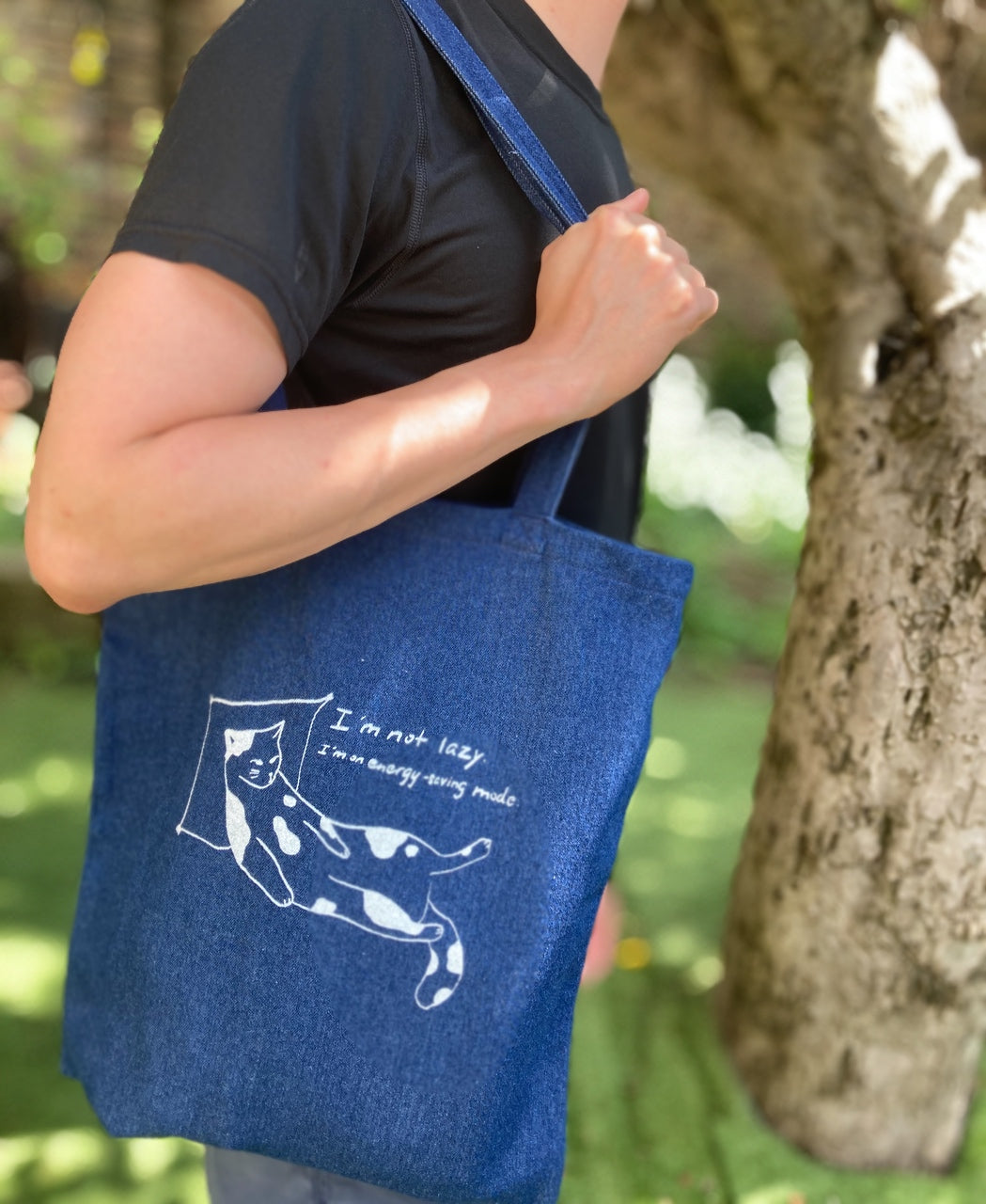 "I am not lazy" 100% cotton Denim Style Tote Bag