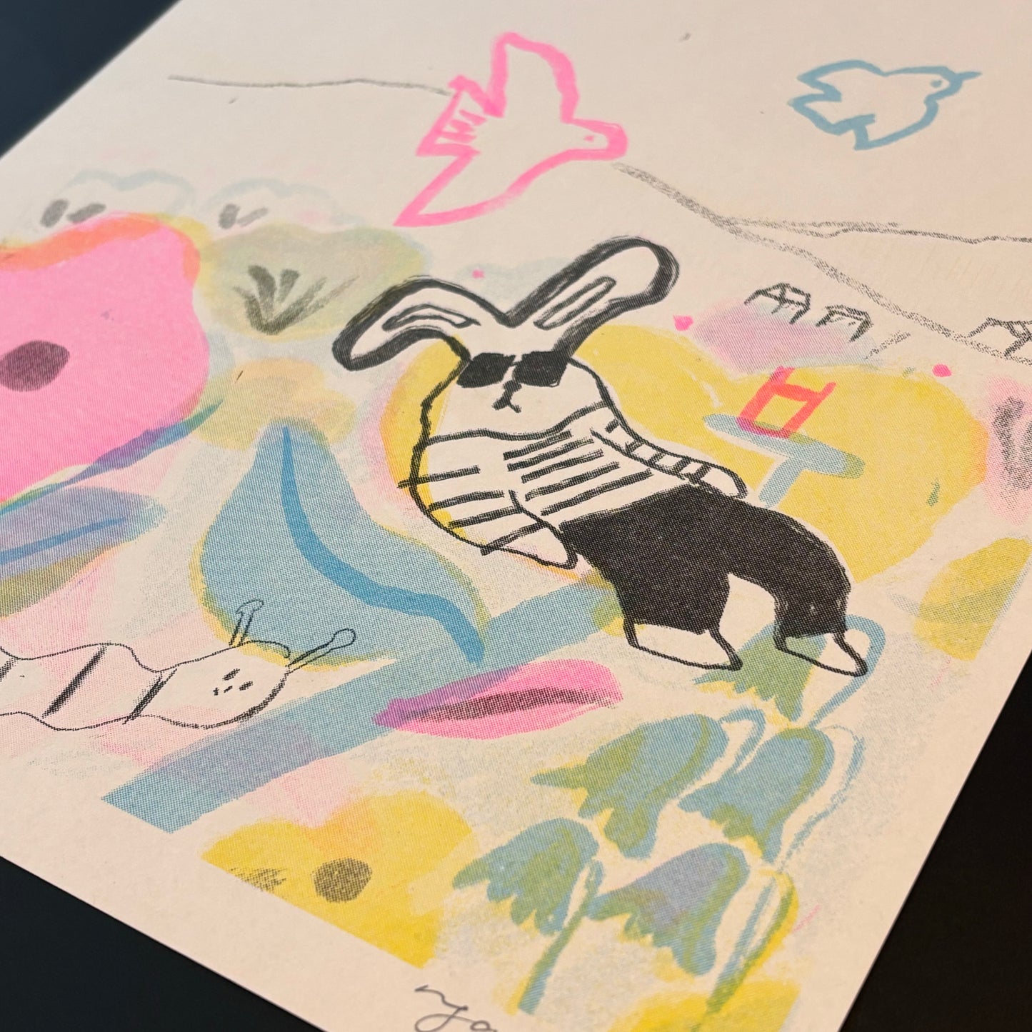 Be a chill bunny Risograph