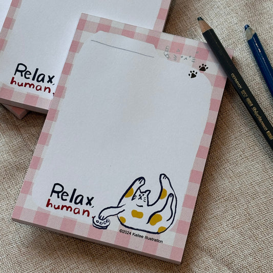 A6-sized Cat Illustration Notepad - Relex, Human!