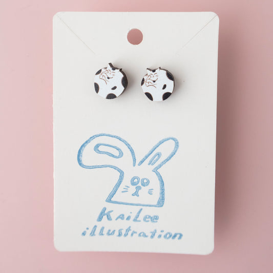 Wooden Cozy Cat Earrings