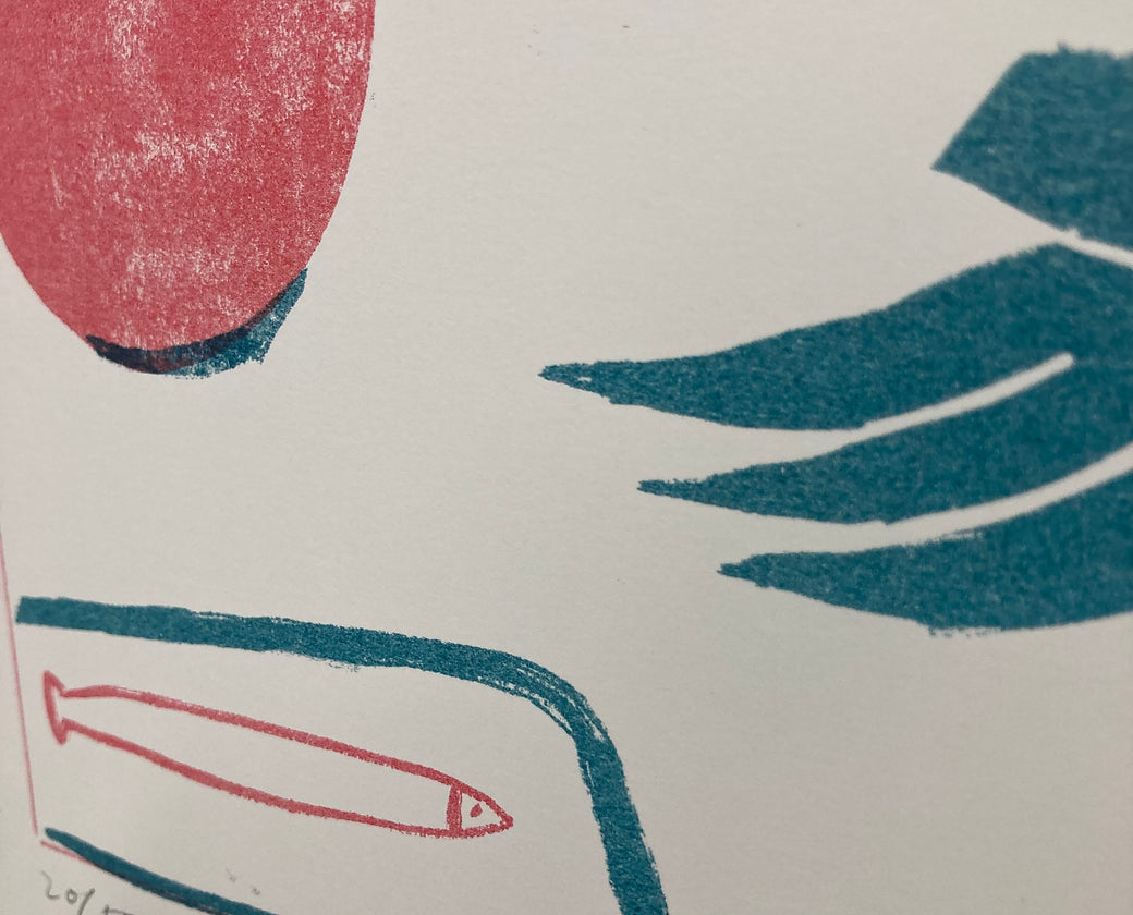 Limited Risograph - The cat and the bottle