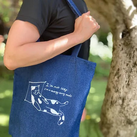 "I am not lazy" Denim Style Tote Bag
