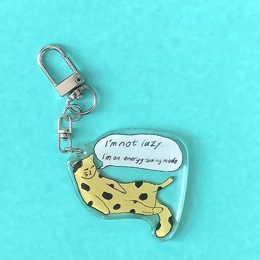 "I am not lazy" Cat keychain